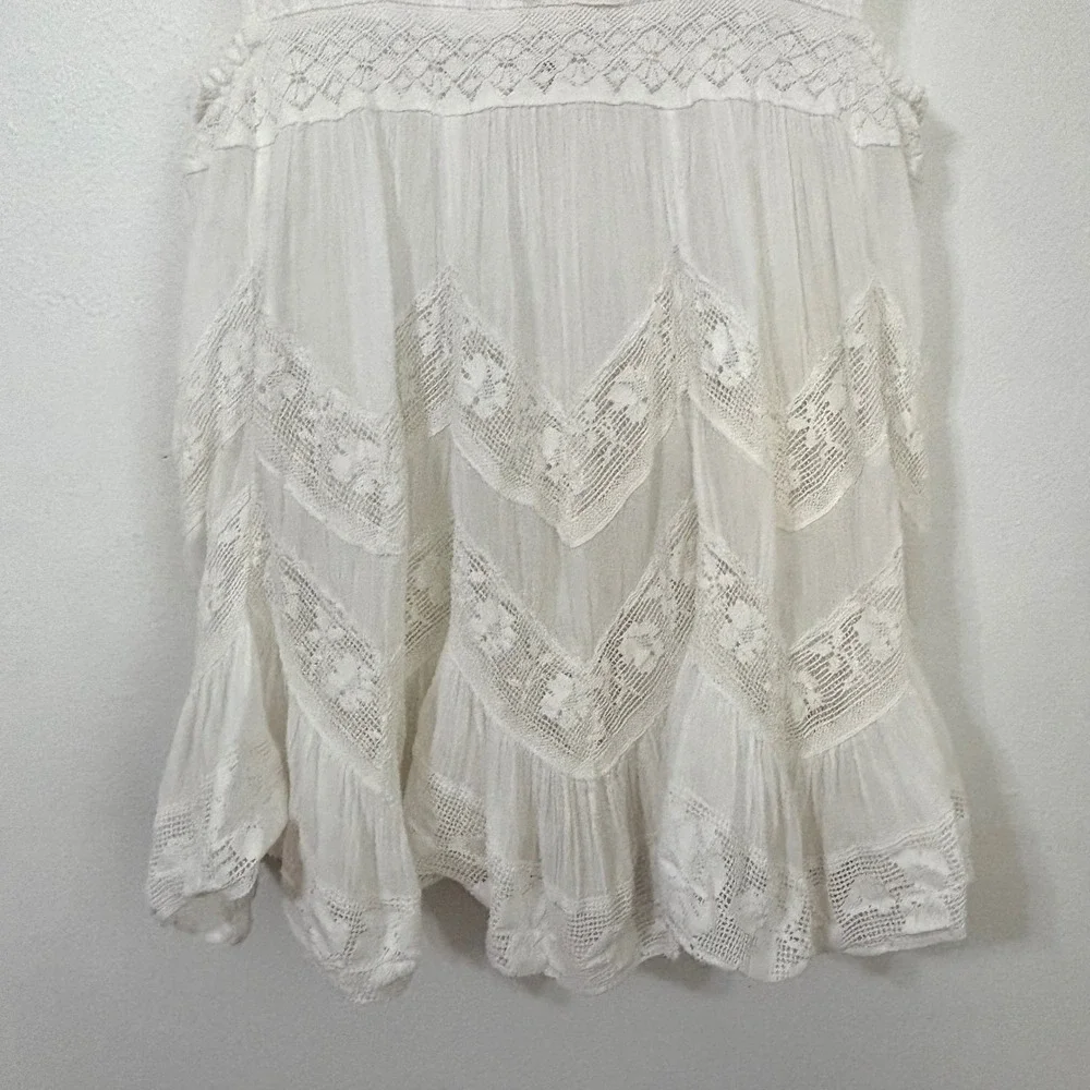 Free People Intimately Tunic Boho Lace Gauze Beach Cottagecore White Womens SP - Picture 9 of 11